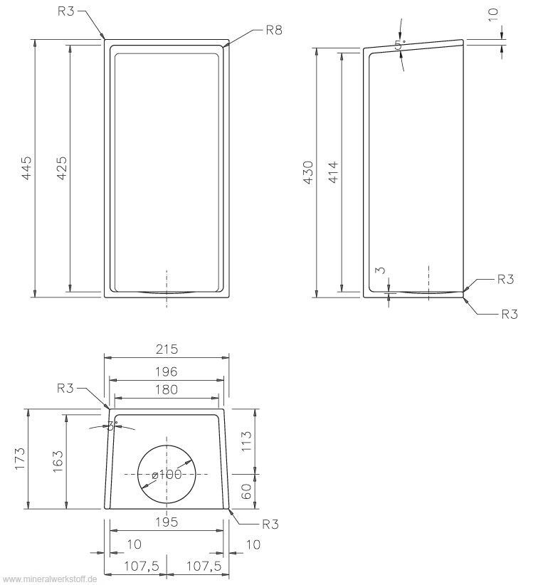 Technische Zeichnung Desinfektionsmittelspendergeh&auml;use