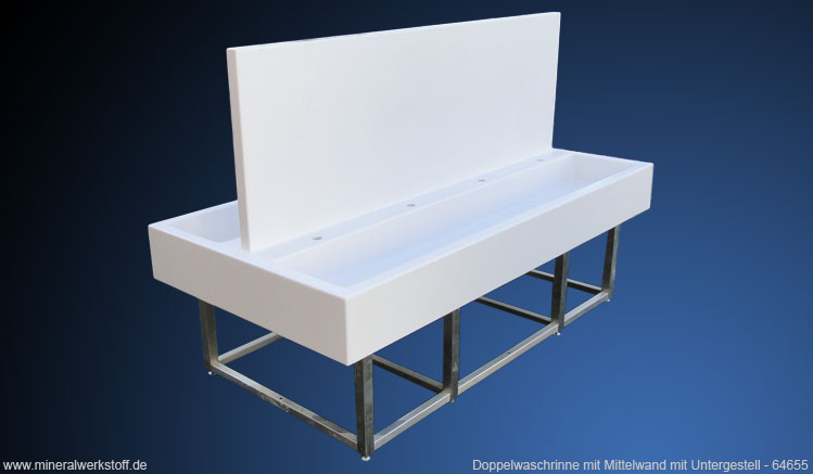 Doppelwaschrinne UBWR mit Mittelwand und Edelstahlgestell