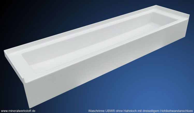Waschrinne ohne Hahnloch mit dreiseitigem Hohlkehwandanschluss