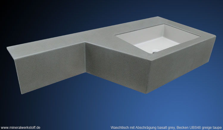 Waschtisch mit Abschr�gung basalt grey, Becken UBS48 greige taupe
