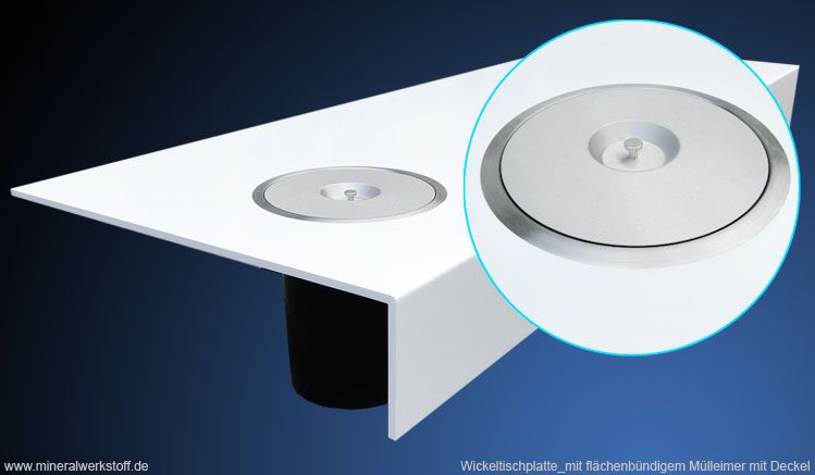Wickeltischplatte_mit fl�chenb�ndigem M�lleimer mit Deckel