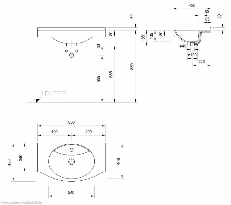 Mineralwerkstoff Varicor® Waschtischmodell Akzent