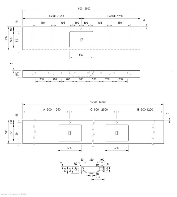 Technische Zeichnung Mesa50