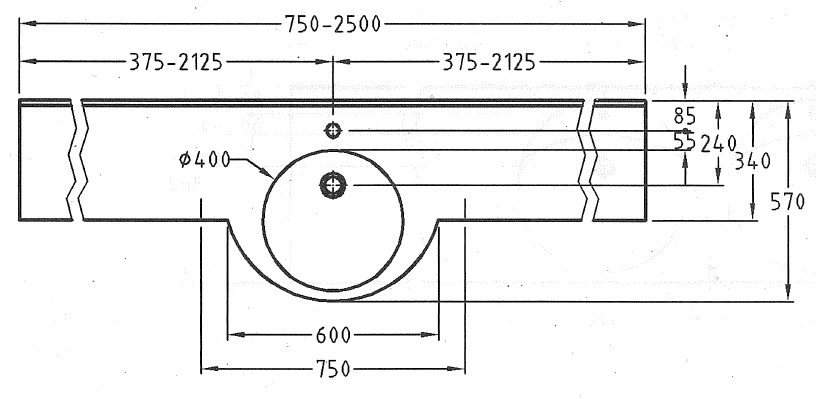 Mineralwerkstoff Waschtisch Draufsicht