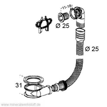 Ablaufgarnitur mit Gummist&ouml;psel
